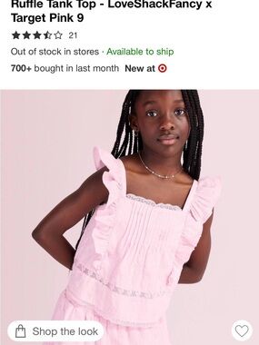 Love Shack Fancy Light Pink Ruffle Tank Top and skirt for Kids